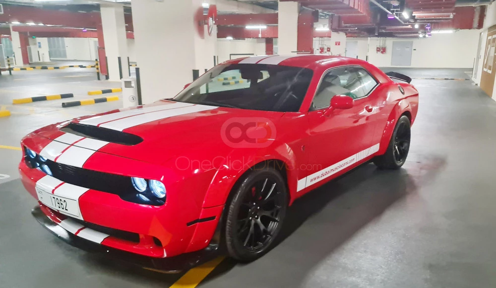 Red Dodge Challenger V8 RT Demon Widebody 2020 for rent in Dubai 5